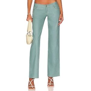 Miaou Atlas Trouser Pants Large 35/30 Slate Blue Y2K Low Rise Straight Nwt $255